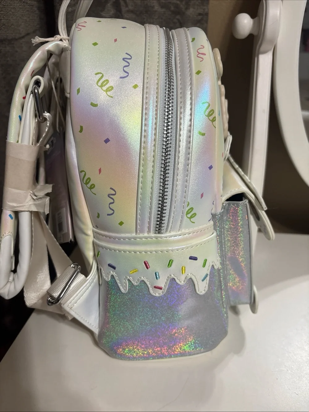 Loungefly Iridescent White Disney Mickey & Friends Mini Backpack